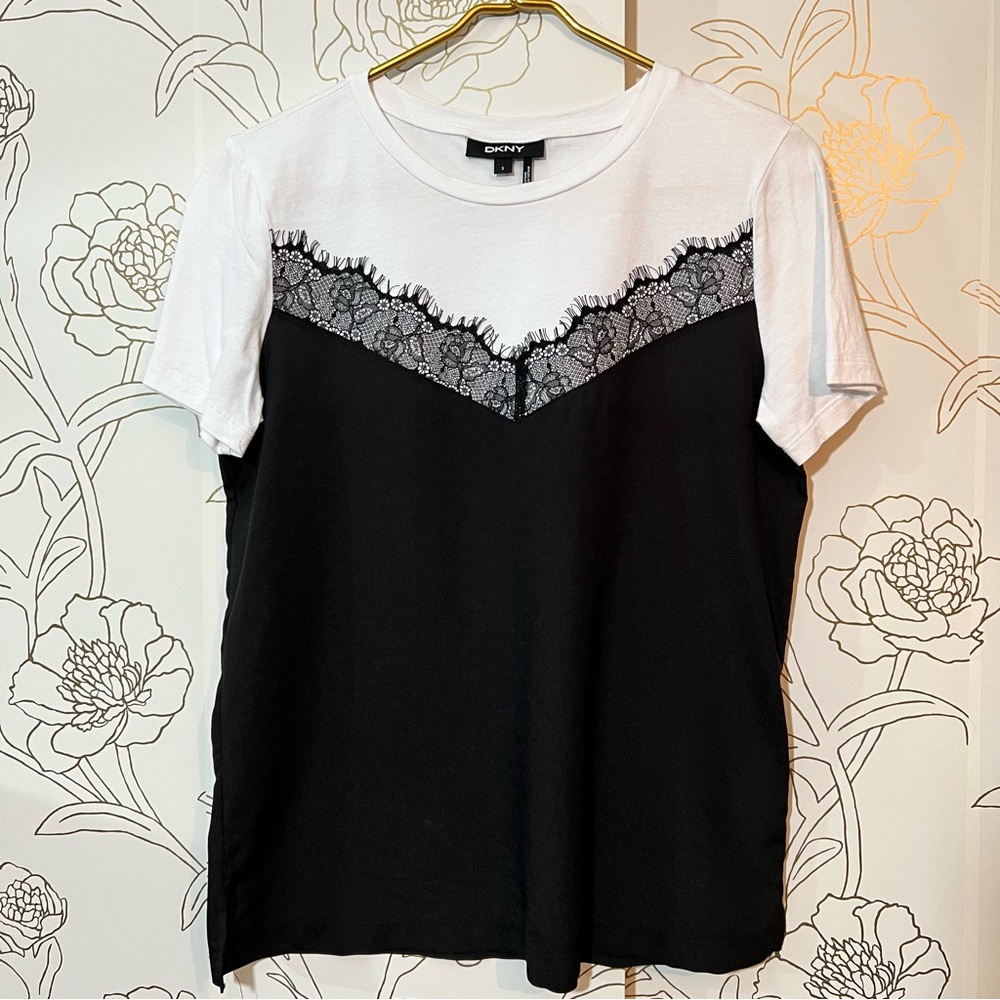 Dkny black and white top